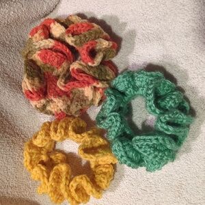 Colorful Handmade Crochet  Hair Scrunchies Set